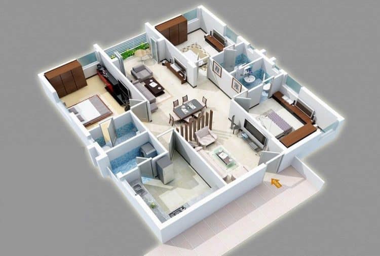 contoh denah  rumah  3  kamar  tidur ukuran 6x12 RumahLia com